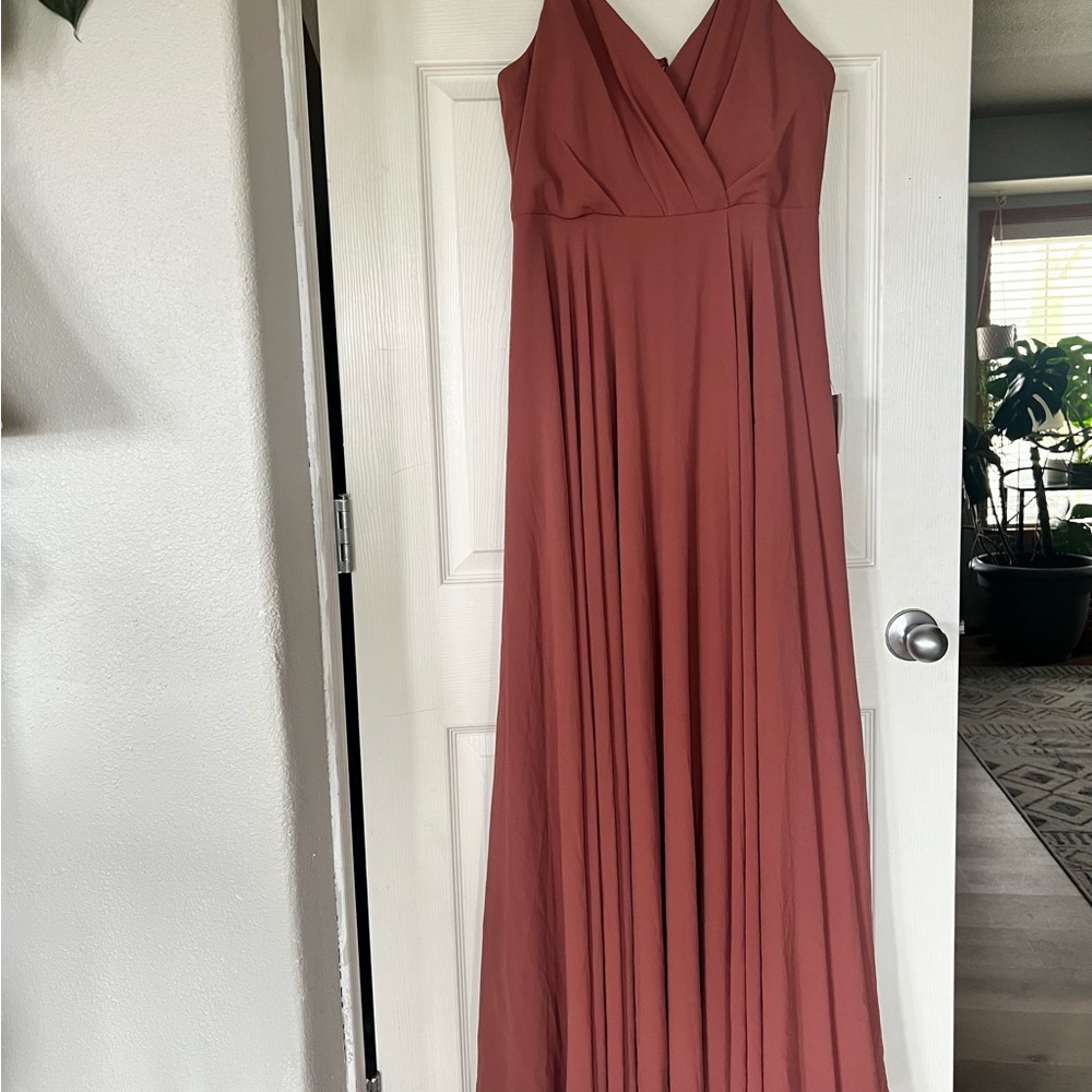 Lulu's Pink Pleated Wrap Maxi Gown